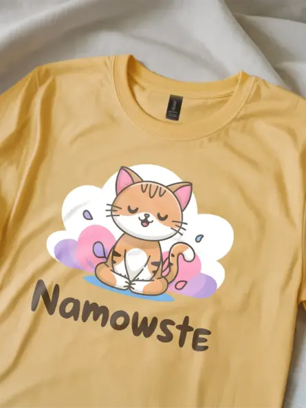 Cat Meditation Shirt – Namowste Yoga Tee - Image 4