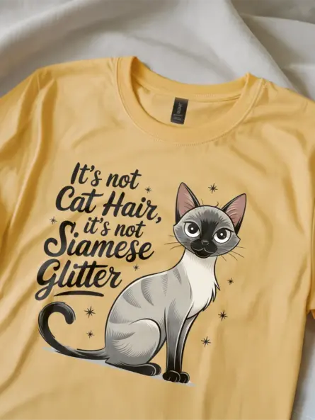 Siamese Cat Glitter Shirt – Funny Cat Hair Tee - Image 8