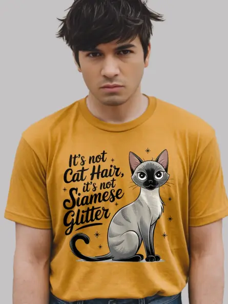 Siamese Cat Glitter Shirt – Funny Cat Hair Tee - Image 9