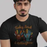 black turkey scrub shirt – front view – Thanksgiving nurse t-shirt