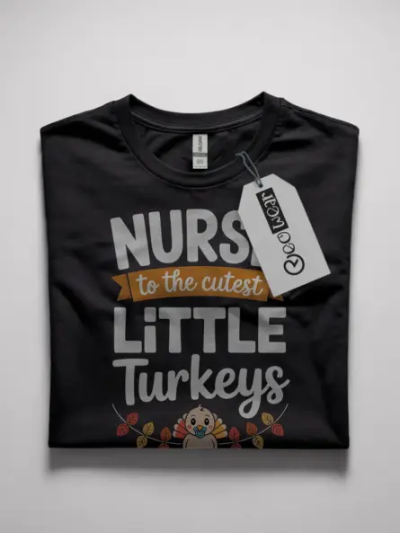 Adorable Thanksgiving Nurse T-Shirt – Baby Turkey NICU Gift Tee - Image 4