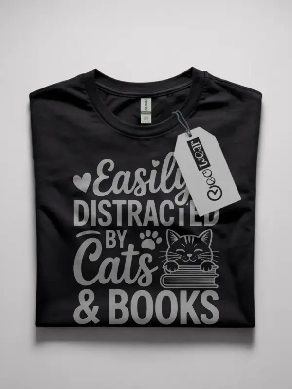 easily distracted by cats and books shirt
