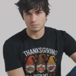 Black Front View Thanksgiving-for-my-Gnomies thanksgiving gnome t-shirt