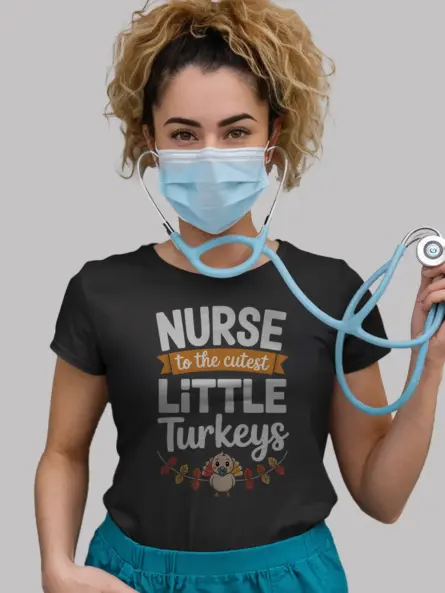 Adorable Thanksgiving Nurse T-Shirt – Baby Turkey NICU Gift Tee - Image 6