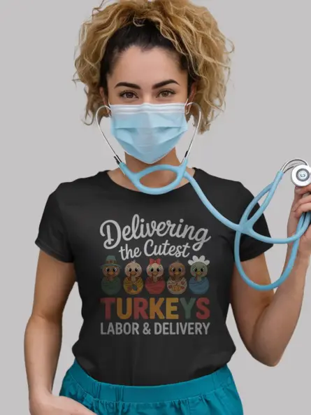 Adorable Labor and Delivery Nurse Thanksgiving Shirt Gift - Image 3