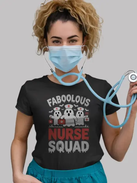 Faboolous Nurse Squad Funny Halloween Nurse T-Shirt for 2025 - Image 3