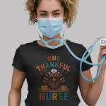Black shirt One Thankful Nurse thankful nurse shirt front view