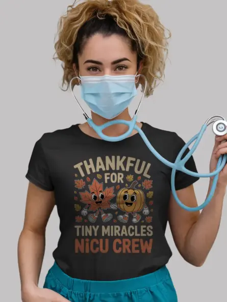 Adorable Thankful Nurse Shirt – Tiny Miracles NICU Fall Tee - Image 6