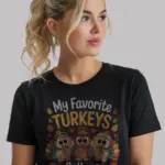 Black My Favorite Turkeys Shirt – Thanksgiving Teacher T-Shirt Front View