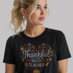 Black Front View Thankful Math Teacher Shirt – Focus Keyword