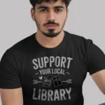 Black Front – support your local library shirt black front vintage chalk font tee