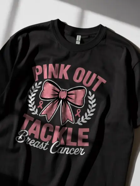Bold Tackle Breast Cancer Shirt – Pink Out Football Game Tee - Image 2