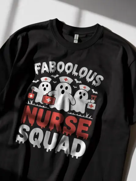 Faboolous Nurse Squad Funny Halloween Nurse T-Shirt for 2025 - Image 2