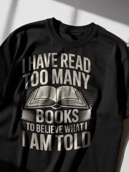 Vintage Books Lover Shirt – Bold Quote Tee for Critical Thinkers - Image 2