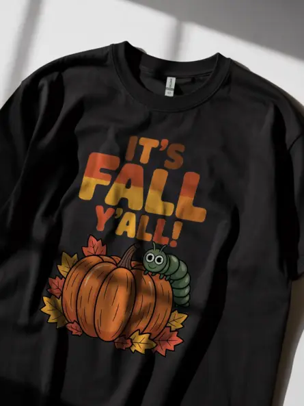 Adorable Cute Fall Teacher T-Shirt – Pumpkin & Caterpillar Design - Image 2