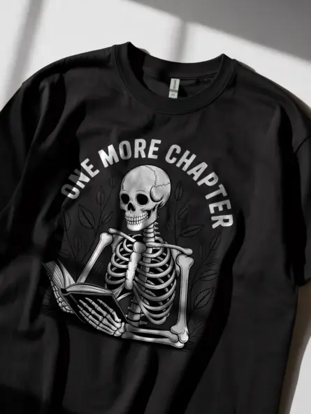 One More Chapter Shirt – Gothic Book Lover Tee for Night Readers - Image 2