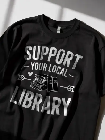 Support Your Local Library Shirt – Vintage Chalk Style Tee for Book Lovers - Image 2
