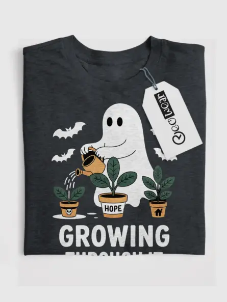 Growing Through It T-Shirt – Motivational Ghost Tee for Halloween - Image 4