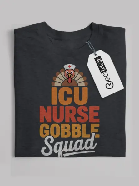 Thanksgiving Nurse Shirt – Funny ICU Gobble Squad Medical Tee - Image 4