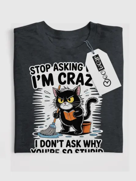 Bold Funny Introvert Cat T-Shirt – Sarcastic Grumpy Humor Tee - Image 4