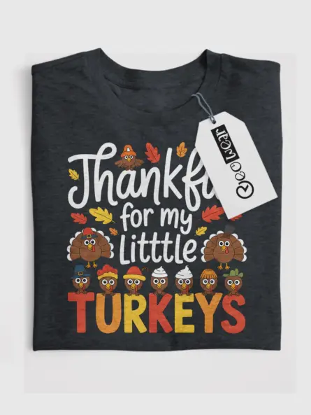 Adorable Thankful Teacher Thanksgiving Shirt – Little Turkeys Design - Image 4