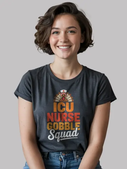 Thanksgiving Nurse Shirt – Funny ICU Gobble Squad Medical Tee - Image 6