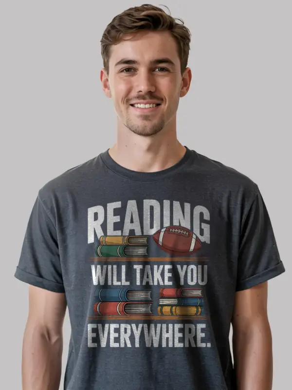 student athlete reading shirt