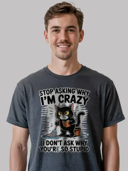 Bold Funny Introvert Cat T-Shirt – Sarcastic Grumpy Humor Tee - Image 6