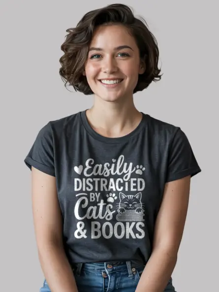 Cat Book Shirt – Irresistible Graphic Tee for Cozy Readers - Image 6