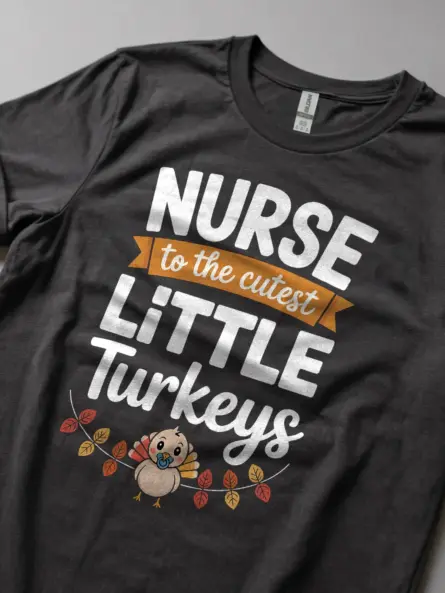 Adorable Thanksgiving Nurse T-Shirt – Baby Turkey NICU Gift Tee - Image 8