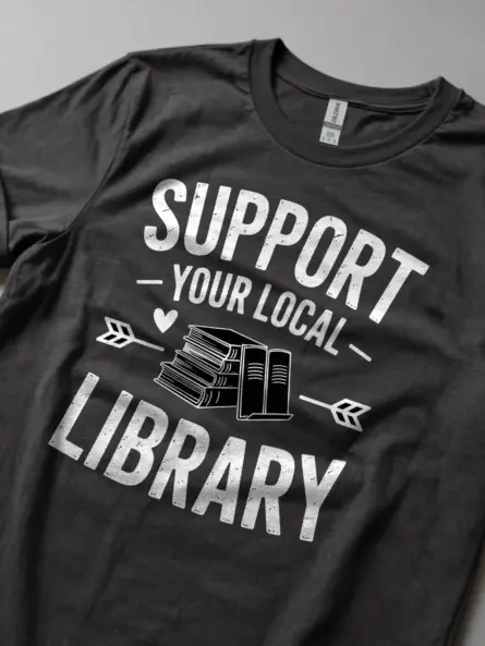 Support Your Local Library Shirt – Vintage Chalk Style Tee for Book Lovers - Image 5