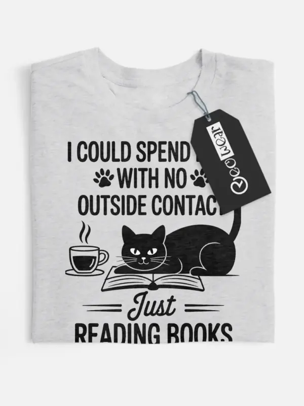 introvert reading cat t-shirt