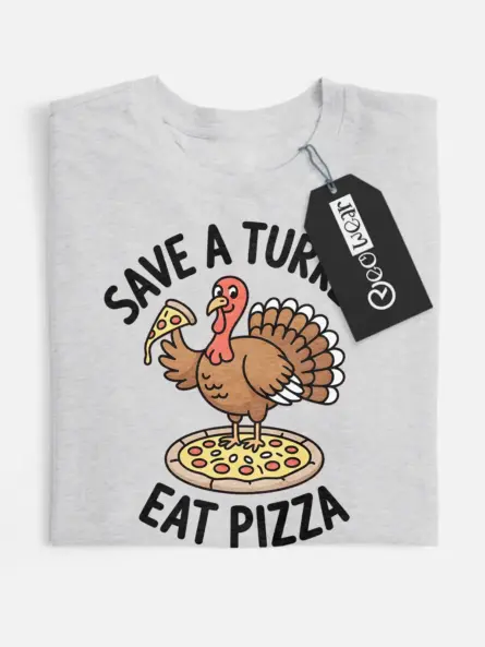 Hilarious Thanksgiving Pizza T-Shirt – Save a Turkey Eat Pizza Tee - Image 4