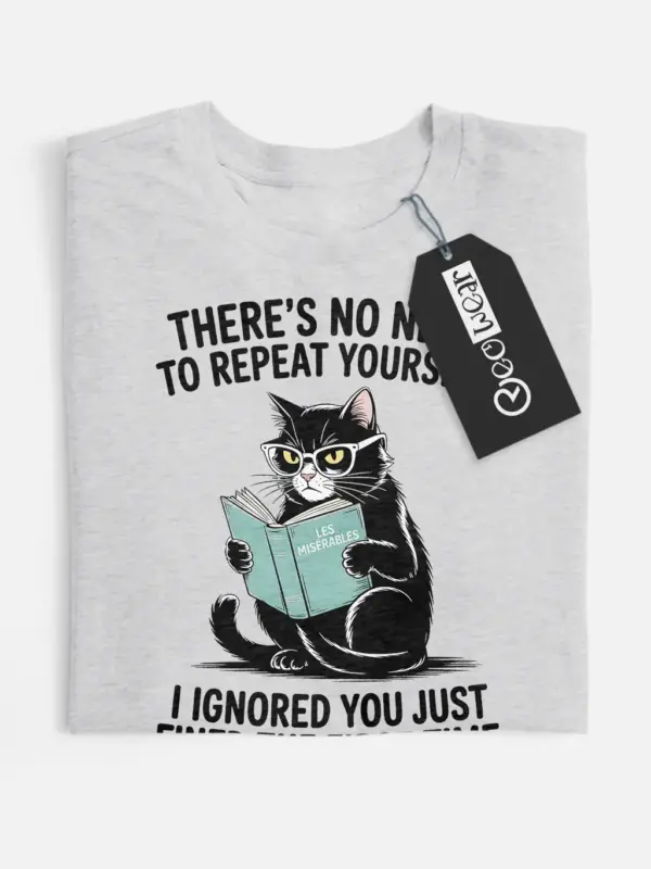 sarcastic cat reading t-shirt