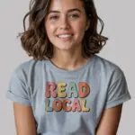 Grey Reading Is a Ticket Shirt – Front Typography – Support Local Bookstore Shirt