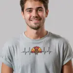 grey turkey-heartbeat thanksgiving medical shirt front view