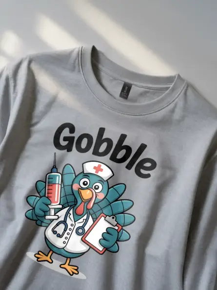 Funny Thanksgiving Nurse T-Shirt – Gobble Turkey ICU Shift Humor - Image 2