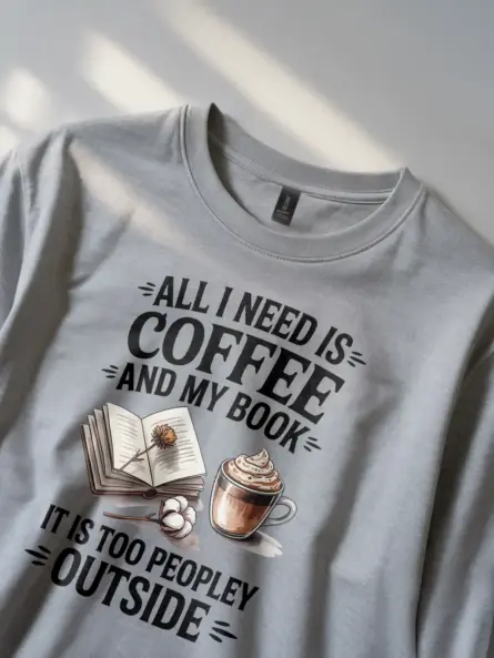 Cozy Book Lover Coffee Shirt – Funny Introvert Tee for Readers - Image 2