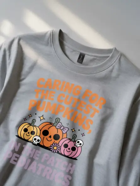 Pediatric Nurse Halloween T-Shirt – Cute Pumpkin Fall Top - Image 2