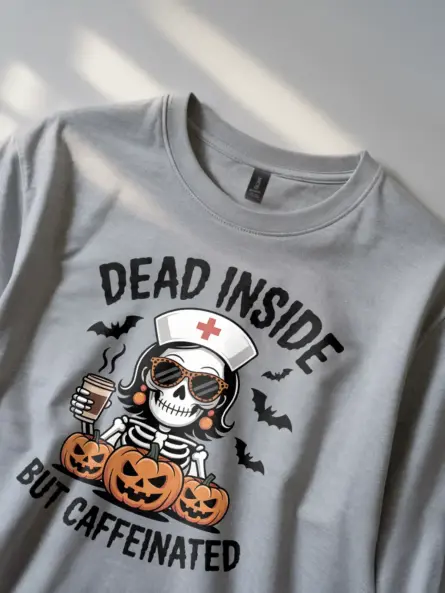 Nurse Halloween Shirt Funny – Spooky Coffee Tee for Night Shift Nurses - Image 2
