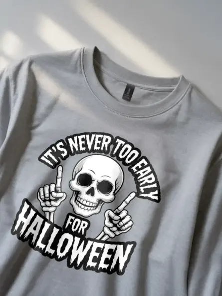 Early Halloween Shirt – Funny Skull Graphic Tee with Dark Humor Vibes - Image 2