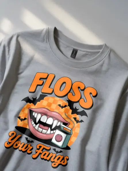 Funny Dental Halloween Shirt – Vampire Floss Graphic Tee - Image 2