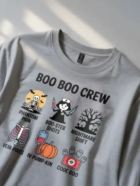Halloween Nurse T Shirt – Funny Boo Boo Crew Medical Pun Tee for Dental Pros - Image 2