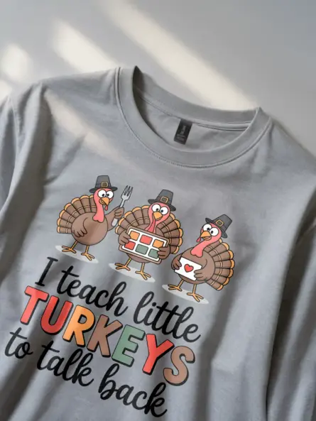 Thanksgiving Speech Therapy Shirt – Funny “Little Turkeys” SLP Tee - Image 2