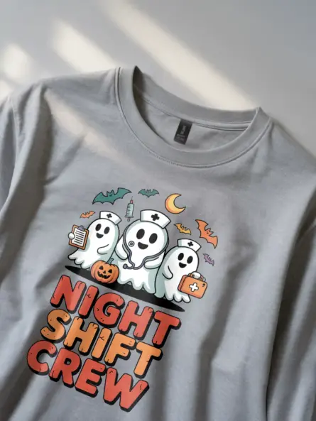 Funny Night Shift Nurse Shirt – Spooky Cute Halloween Tee - Image 2