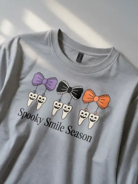 Spooky Dental Halloween T-Shirt – Cute Smile Season Tee for Hygienists and Dentists - Image 2