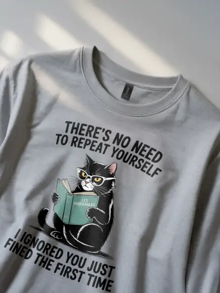 Sarcastic Cat Reading T-Shirt – Bold Funny Tee for Book Lovers - Image 2