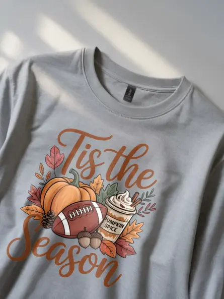 Cozy Fall T-Shirt – Cute Pumpkin Spice & Football Season Tee - Image 5