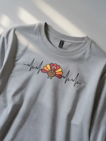 Thanksgiving Medical Shirt – Cute Turkey Heartbeat Tee for Nurses & Doctors - Image 2
