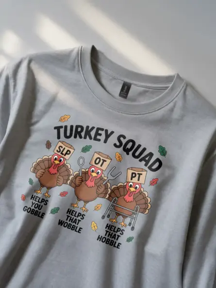 Therapy Humor Shirt – Hilarious Turkey Squad Tee for SLP OT PT - Image 5
